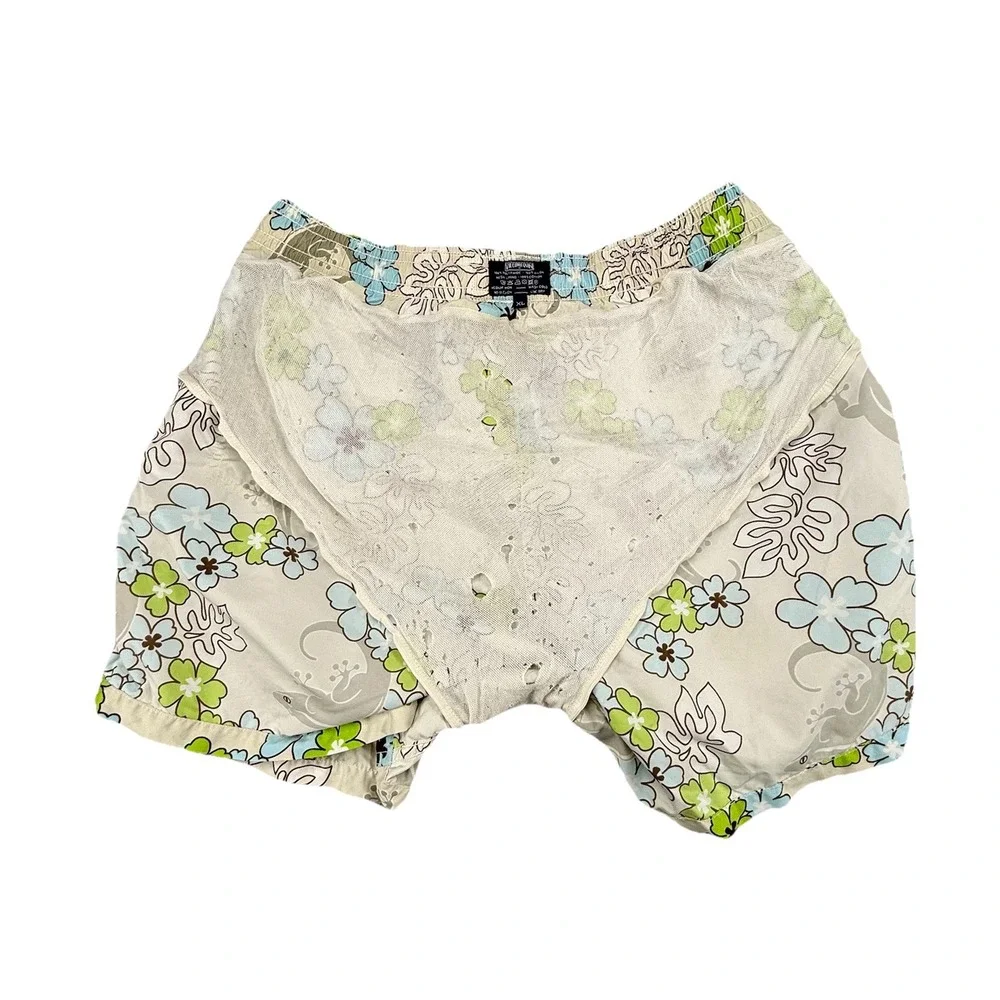Vilebrequin Floral Mesh‎ Lined Lizard Print Swimtrunk Size XL Gray